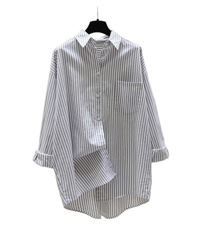 Damska Koszula Oversize w Paski z Długim Rękawem Casual