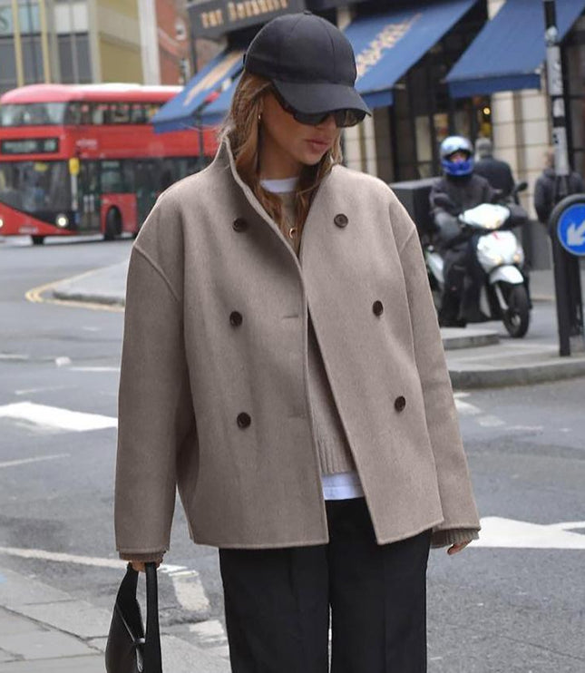 Adelheid | Damen Zweireihige Stehkragen Kurzjacke