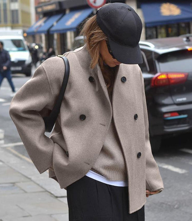 Adelheid | Damen Zweireihige Stehkragen Kurzjacke