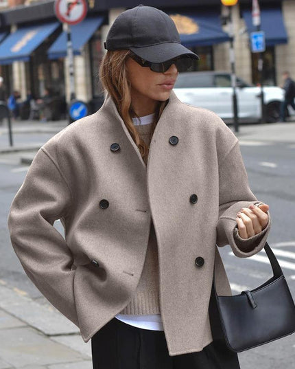 Adelheid | Damen Zweireihige Stehkragen Kurzjacke