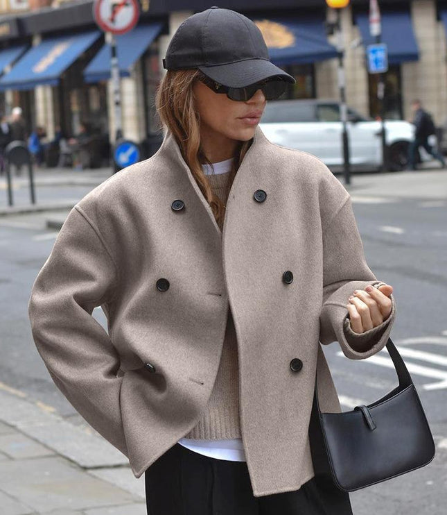 Adelheid | Damen Zweireihige Stehkragen Kurzjacke