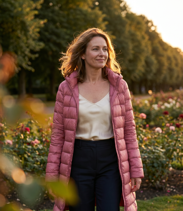 Damska Kurtka Puchowa Lekka z Odpinanym Kapturem Jesienna