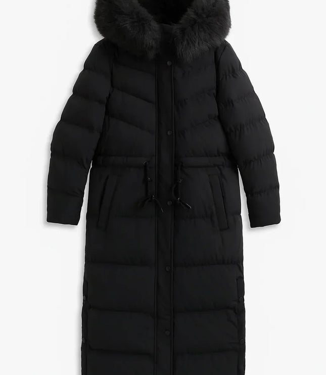 Alissa - Fur Hooded Longline Winter Coat