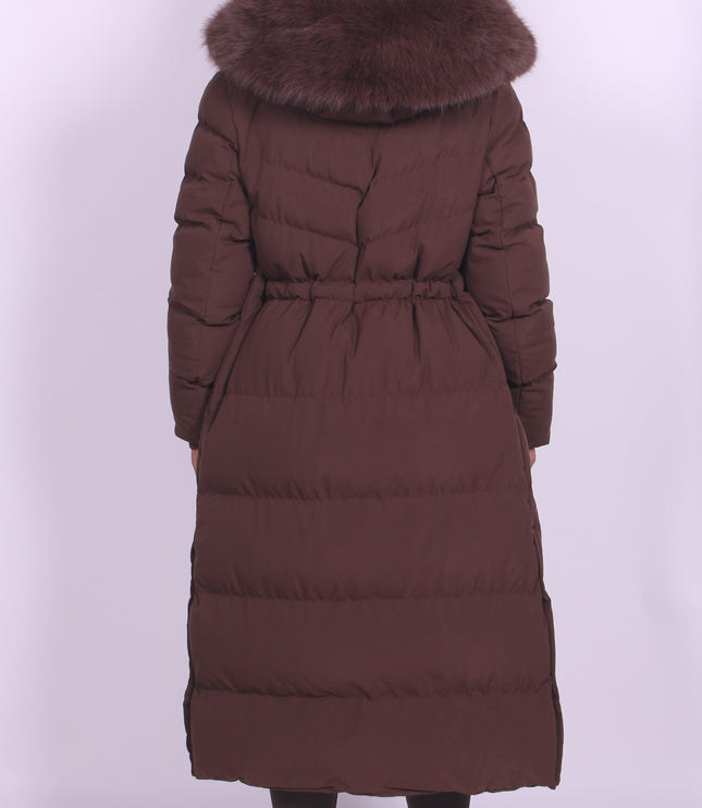 Alissa - Fur Hooded Longline Winter Coat