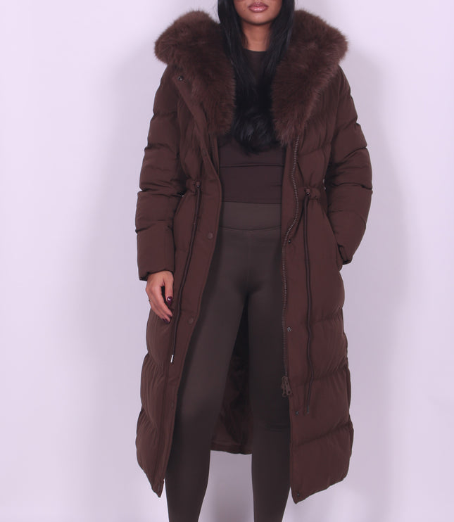 Alissa - Fur Hooded Longline Winter Coat