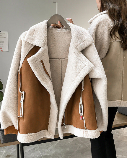 Élise - Veste femme aviateur peau lainée