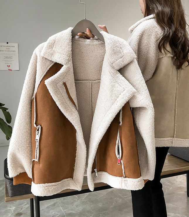 Élise - Veste femme aviateur peau lainée