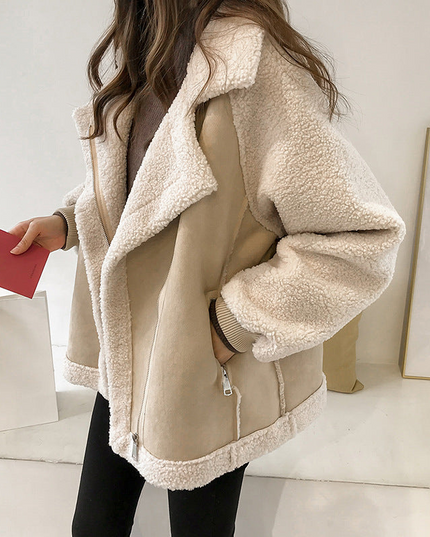 Élise - Veste femme aviateur peau lainée