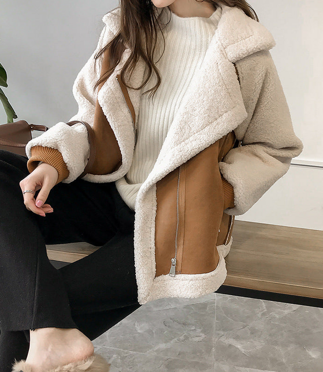 Élise - Veste femme aviateur peau lainée