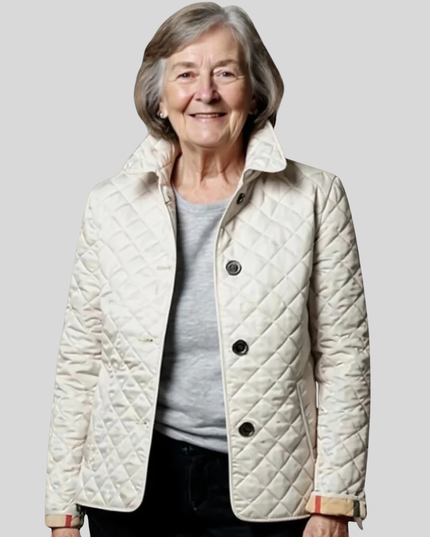 Women's Quilted Jacket with Lapel Collar - Lightweight Winter Jacket