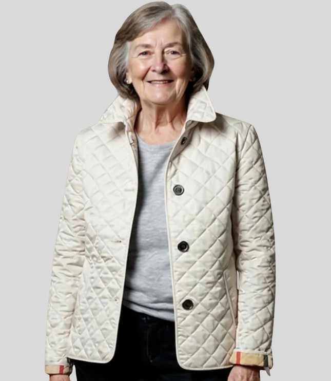 Women's Quilted Jacket with Lapel Collar - Lightweight Winter Jacket