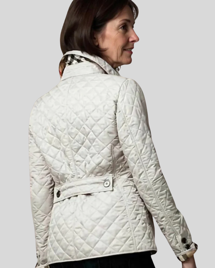 Women's Quilted Jacket with Lapel Collar - Lightweight Winter Jacket