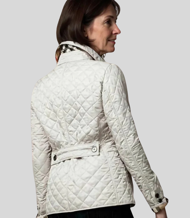 Women's Quilted Jacket with Lapel Collar - Lightweight Winter Jacket