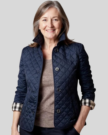 Women's Quilted Jacket with Lapel Collar - Lightweight Winter Jacket