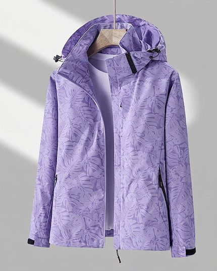 Winterjacke Damen Wasserdichte Gefütterte Outdoorjacke mit Kapuze - Lila