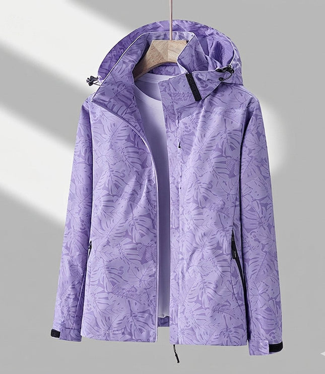 Winterjacke Damen Wasserdichte Gefütterte Outdoorjacke mit Kapuze - Lila
