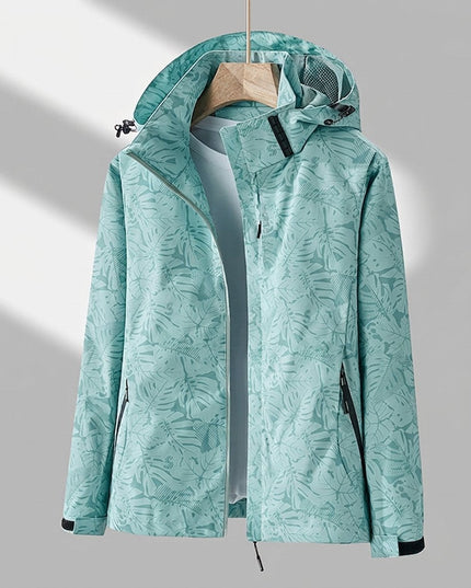 Winterjacke Damen Wasserdichte Gefütterte Outdoorjacke mit Kapuze - Grün