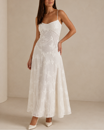 Women’s Floral Lace Maxi Dress – Elegant Sleeveless Evening Dress