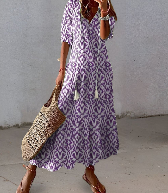 Damska Sukienka Boho Maxi Oversize z Frędzlami Letnia