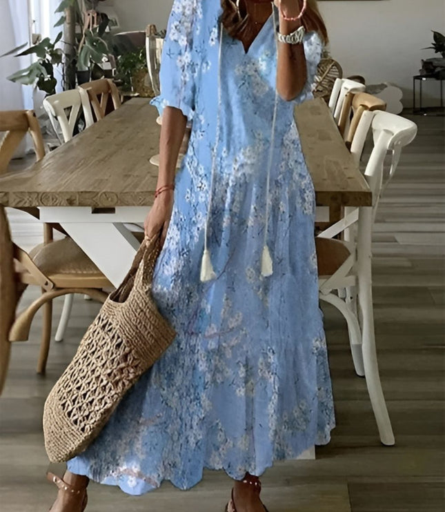 Damska Sukienka Boho Maxi Oversize z Frędzlami Letnia