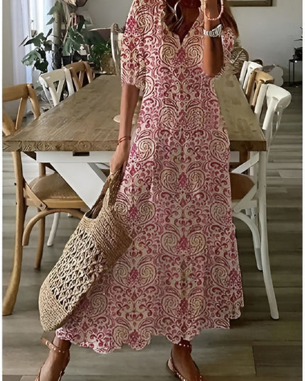 Damska Sukienka Boho Maxi Oversize z Frędzlami Letnia