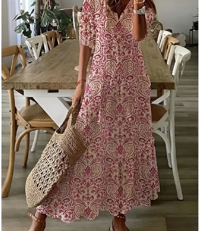 Damska Sukienka Boho Maxi Oversize z Frędzlami Letnia