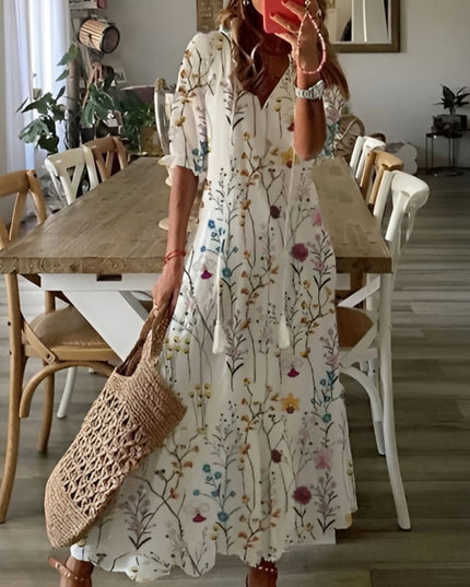 Damska Sukienka Boho Maxi Oversize z Frędzlami Letnia