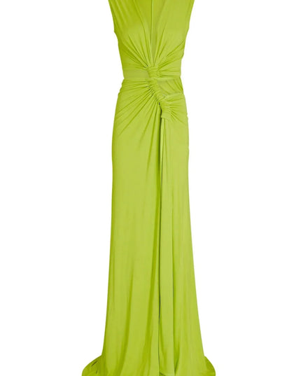 Damska Sukienka Maxi V-Neck z Wycięciem i Rozcięciem