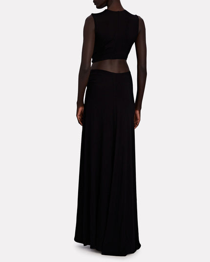 Damska Sukienka Maxi V-Neck z Wycięciem i Rozcięciem