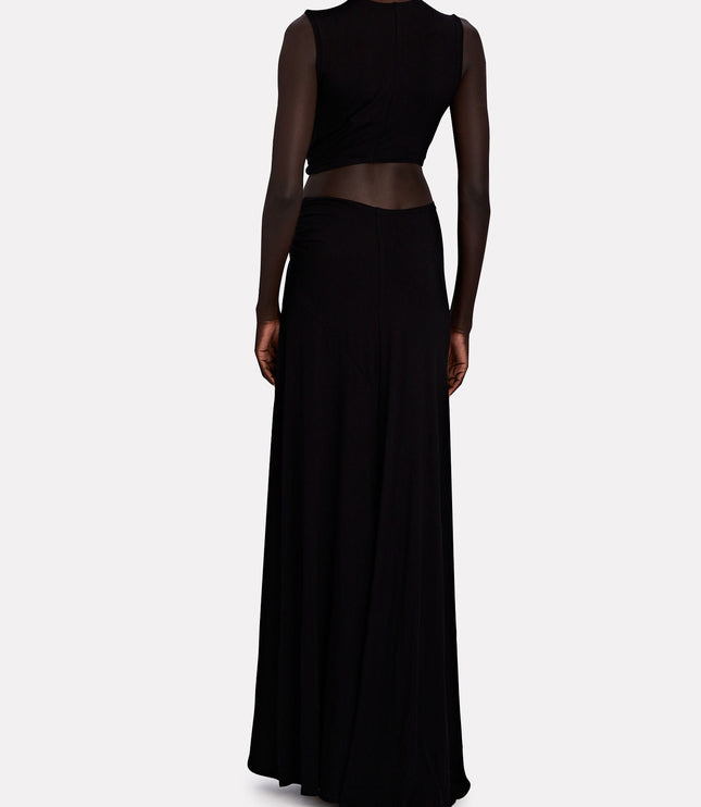 Damska Sukienka Maxi V-Neck z Wycięciem i Rozcięciem