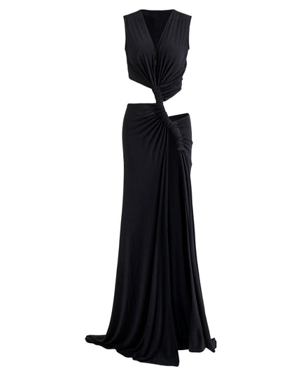 Damska Sukienka Maxi V-Neck z Wycięciem i Rozcięciem