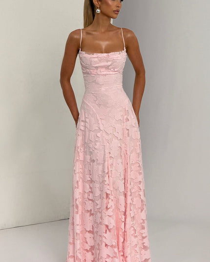 Damska Sukienka Maxi na Wesele w Kwiaty Cowl Neck