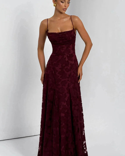 Damska Sukienka Maxi na Wesele w Kwiaty Cowl Neck
