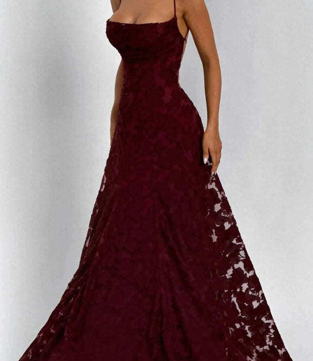 Damska Sukienka Maxi na Wesele w Kwiaty Cowl Neck