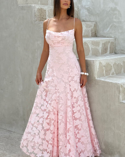 Damska Sukienka Maxi na Wesele w Kwiaty Cowl Neck