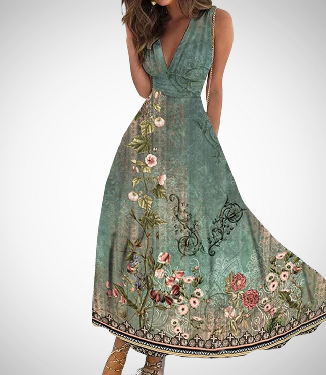 Damska Sukienka Maxi Kwiatowa na Wesele Wrap Waist