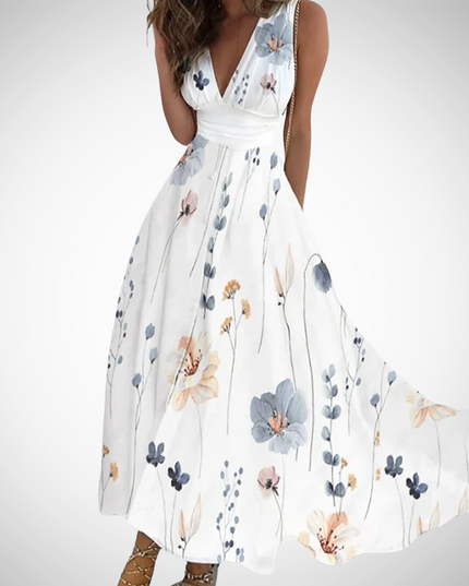 Damska Sukienka Maxi Kwiatowa na Wesele Wrap Waist