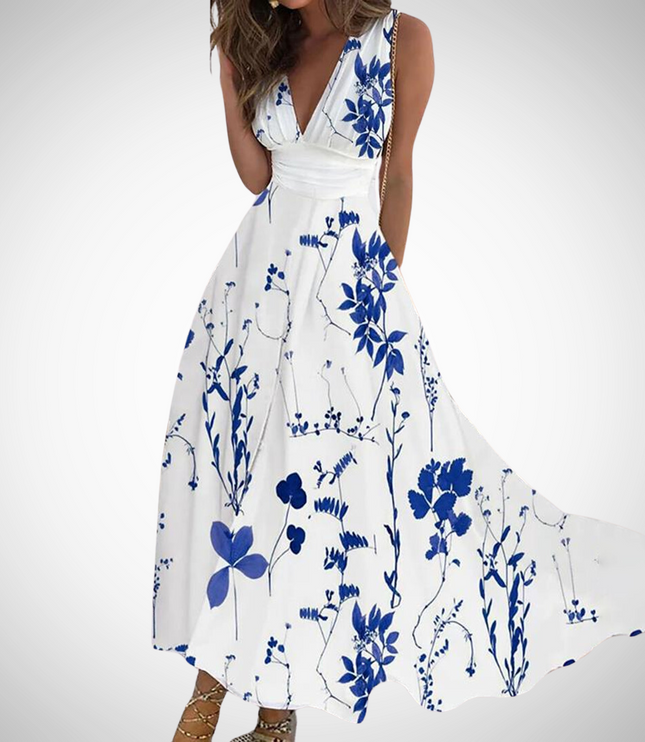 Damska Sukienka Maxi Kwiatowa na Wesele Wrap Waist