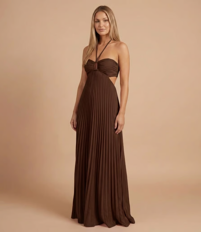 Damska Sukienka Maxi na Wesele Halter Plisowana