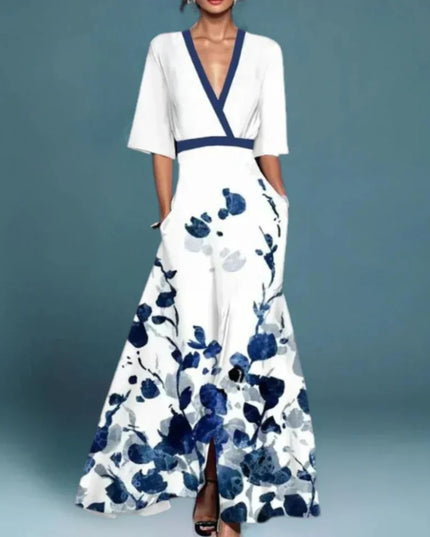 Damska Sukienka Maxi w Kwiaty Elegancka Letnia