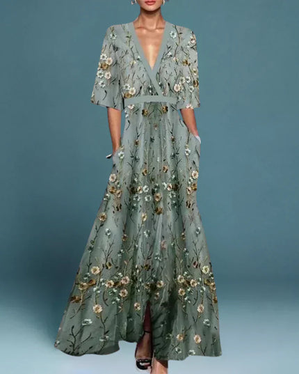 Damska Sukienka Maxi w Kwiaty Elegancka Letnia