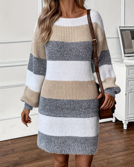 Marlowe | Women's Knit Sweater Dress Striped Mini - Image 5