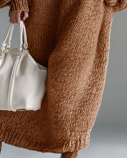 Adara | Women's Oversized Knit Sweater Maxi Dress - Taupe - Image 11