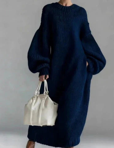 Adara | Women's Oversized Knit Sweater Maxi Dress - Taupe - Image 4