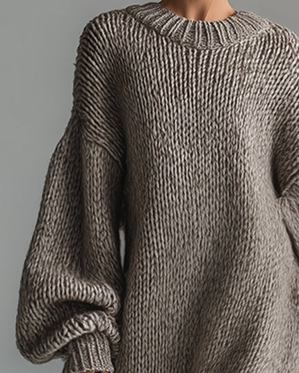 Adara | Women's Oversized Knit Sweater Maxi Dress - Taupe - Image 7