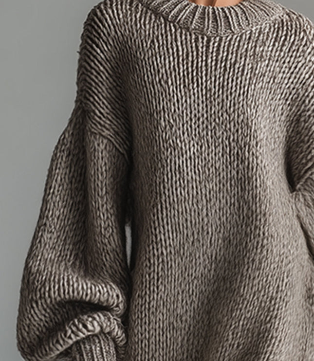 Adara | Women's Oversized Knit Sweater Maxi Dress - Taupe - Image 7