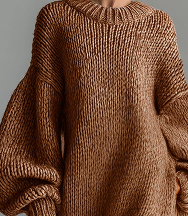 Adara | Women's Oversized Knit Sweater Maxi Dress - Taupe - Image 9