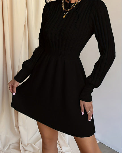 Wren | Women's Cable Knit Sweater Dress Mini A-Line - Cream - Image 2