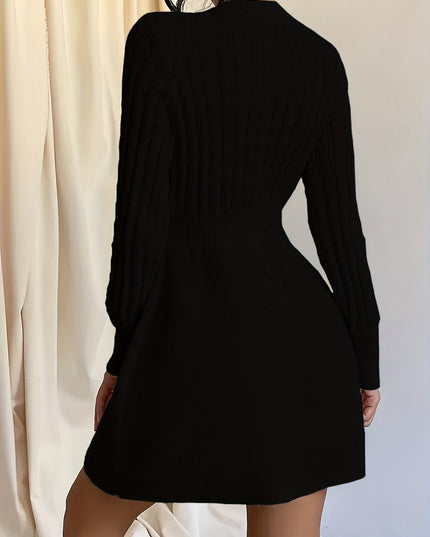 Wren | Women's Cable Knit Sweater Dress Mini A-Line - Cream - Image 5