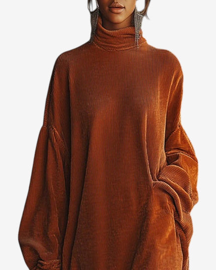 Waverly | Women's Knit Sweater Dress with Fringe - Orange - Image 2
